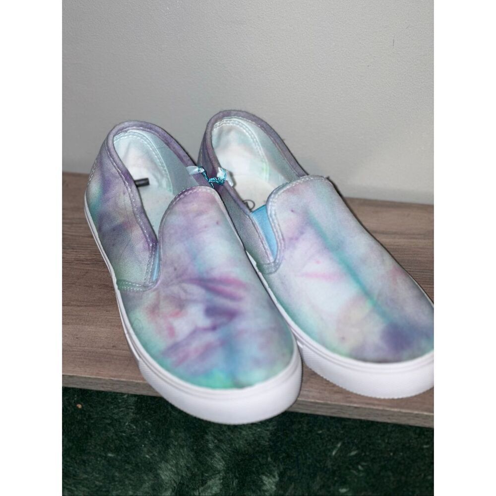 Tie Dye Multicolor Canvas Comfort Casual Shoes women size 7custom slip on